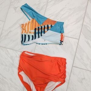 Nani High Waisted Bikini One Shoulder Patchwork